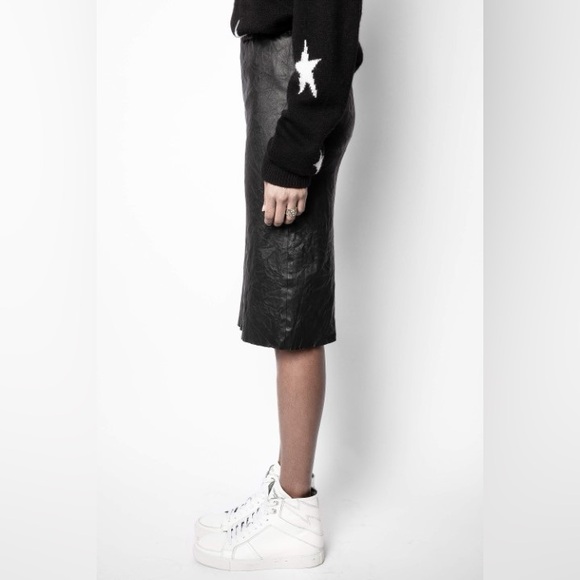 Zadig & Voltaire Jaden Crinkled leather Skirt - Picture 4 of 11